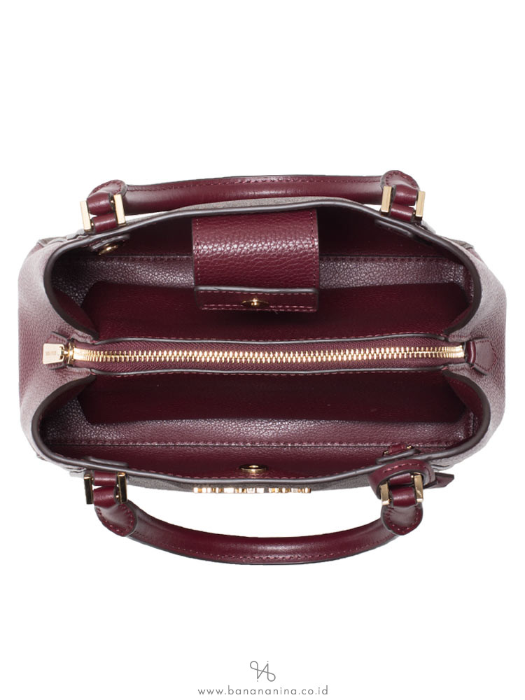 MICHAEL KORS Kimberly Signature Small Leather Satchel Merlot Multi