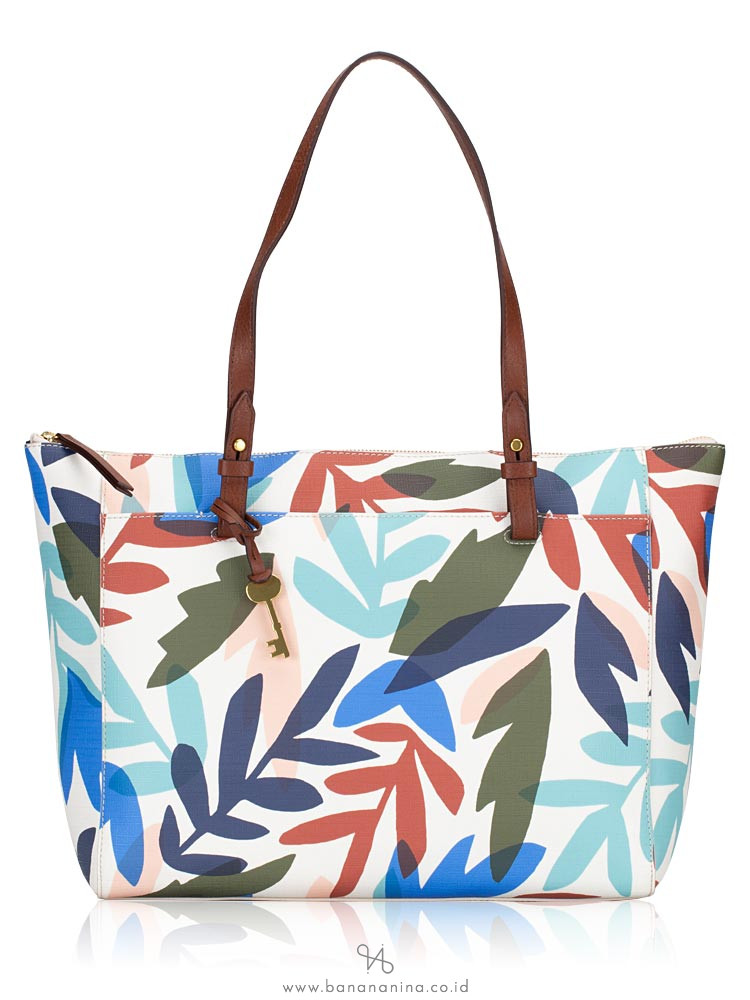 FOSSIL ZB7446124 Rachel Floral Top Zip Tote White Multi