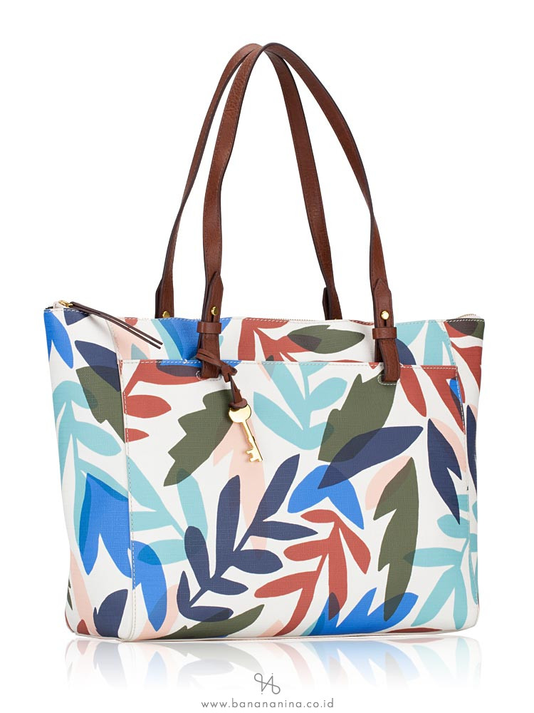 FOSSIL ZB7446124 Rachel Floral Top Zip Tote White Multi