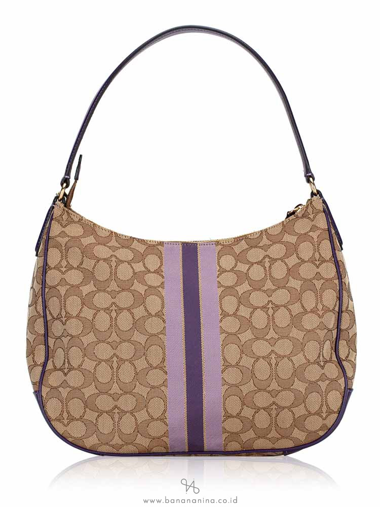COACH 39042 Signature Jacquard Stripe Hobo Purple Multi