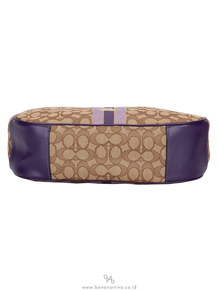 COACH 39042 Signature Jacquard Stripe Hobo Purple Multi