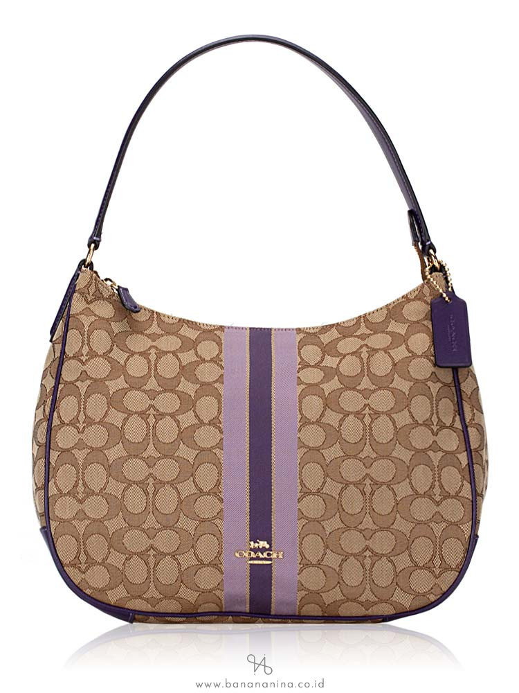 COACH 39042 Signature Jacquard Stripe Hobo Purple Multi