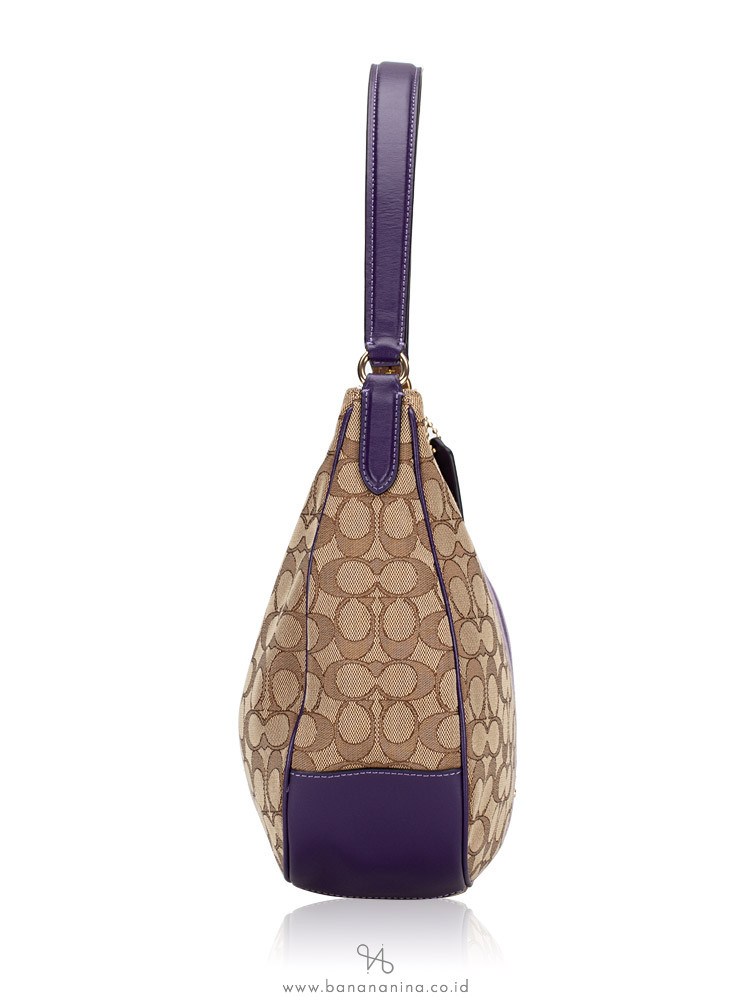 COACH 39042 Signature Jacquard Stripe Hobo Purple Multi