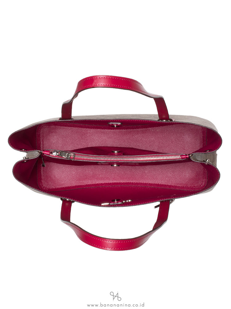 COACH 48735 Signature Avenue Carryall Khaki Dark Fuchsia