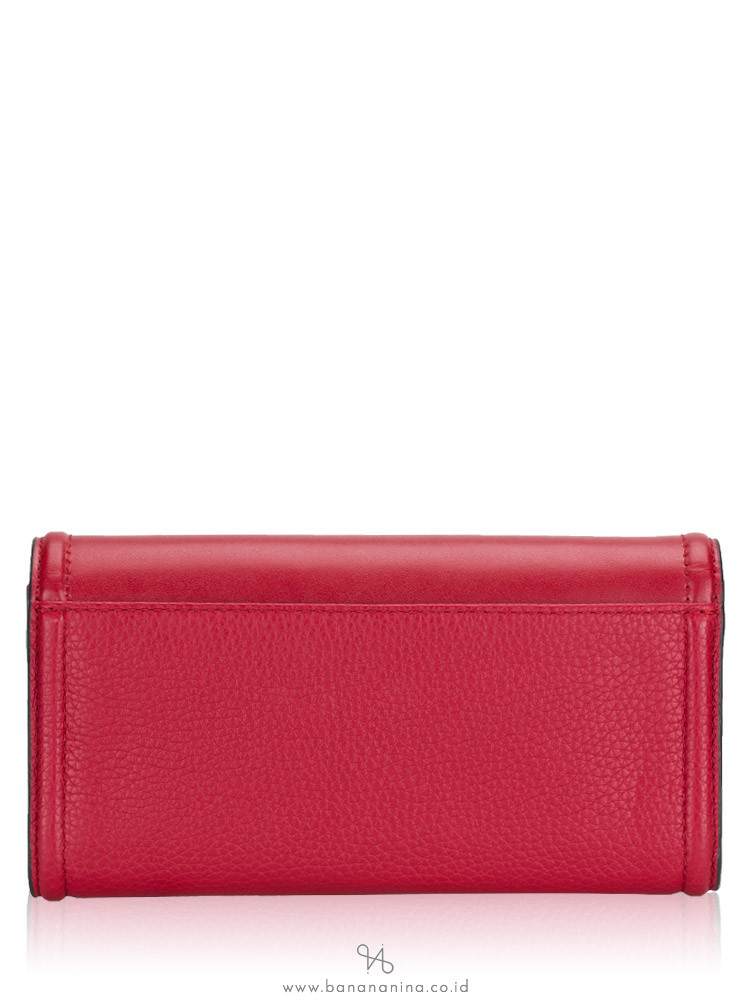 MICHAEL KORS Fulton Leather Large Flap Continental Wallet Scarlet