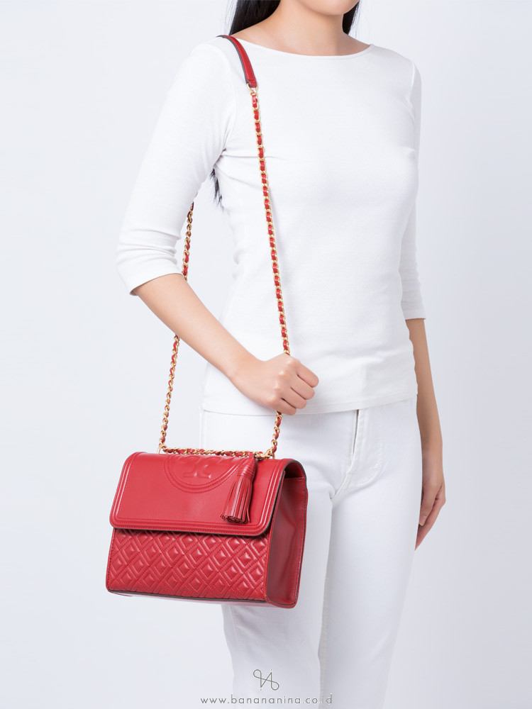 Tory burch fleming convertible shoulder bag red Clearance