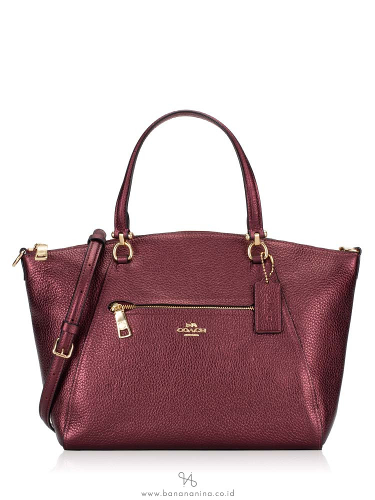 COACH 87686 Metallic Leather Prairie Satchel Wine