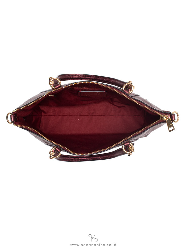 COACH 87686 Metallic Leather Prairie Satchel Wine
