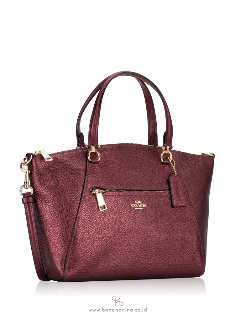 COACH 87686 Metallic Leather Prairie Satchel Wine