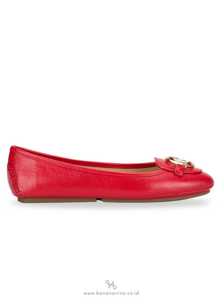 MICHAEL KORS Lillie Leather Flats Bright Red Sz 9