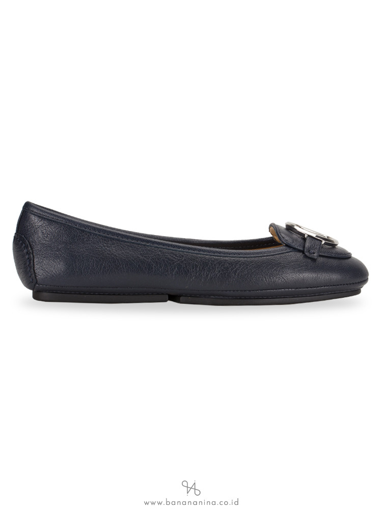 MICHAEL KORS Lillie Leather Flats Admiral Silver Sz 10