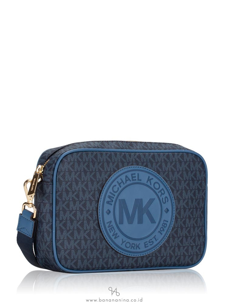 MICHAEL KORS Fulton Monogram Sport Logo Large Crossbody Dark Chambray Multi