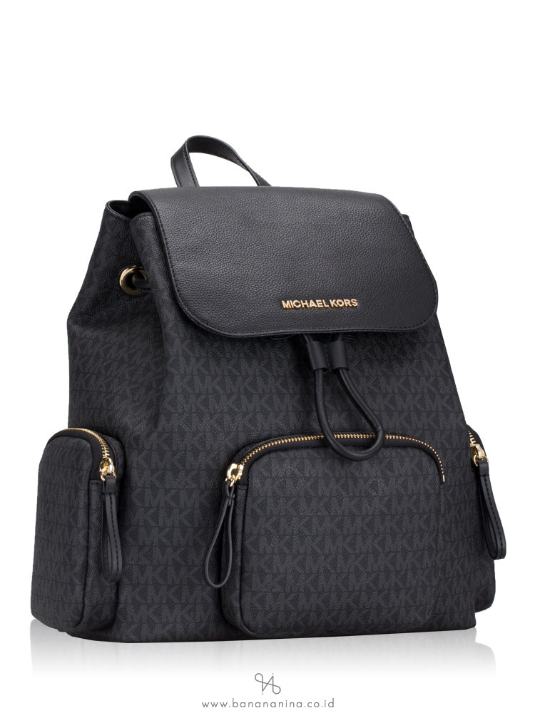 Michael Kors Abbey Signature Large Cargo Backpack Black