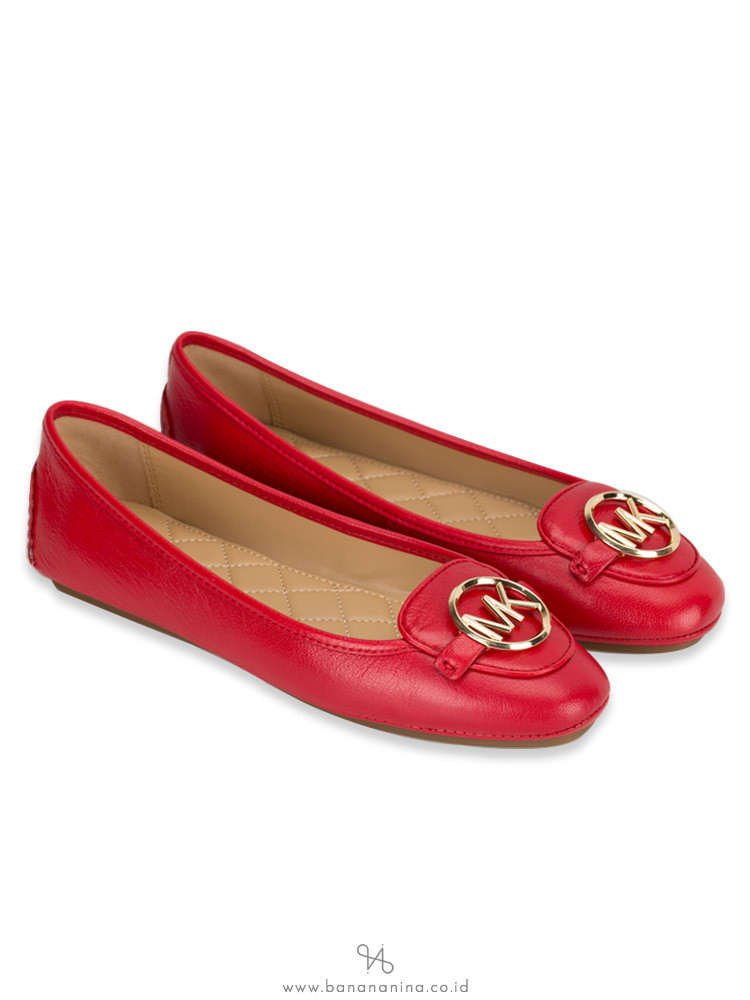 MICHAEL KORS Lillie Leather Flats Bright Red Sz 5.5