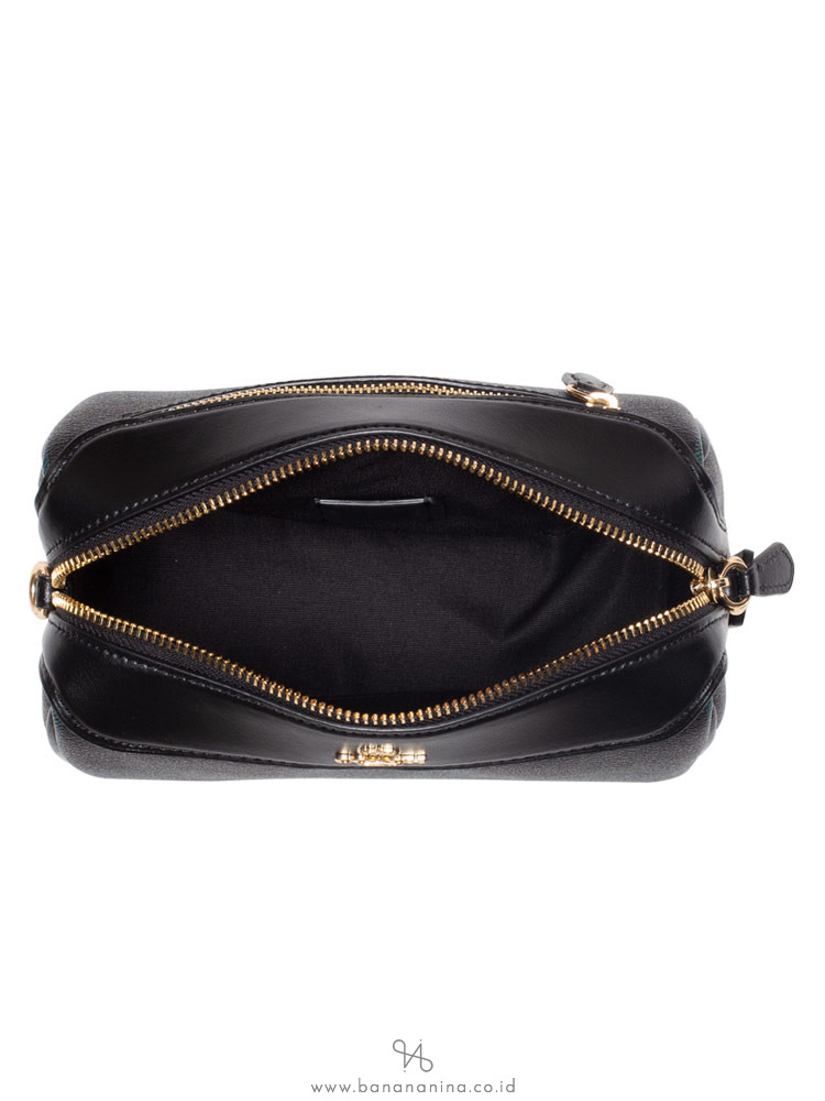 COACH 80068 Signature Field Plaid Print Mini Bennet Crossbody Black Deep Ocean