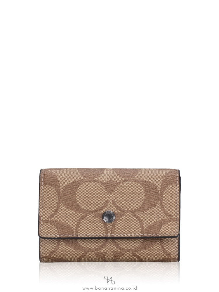 COACH 78675 Signature 5 Ring Key Holder Tan Black