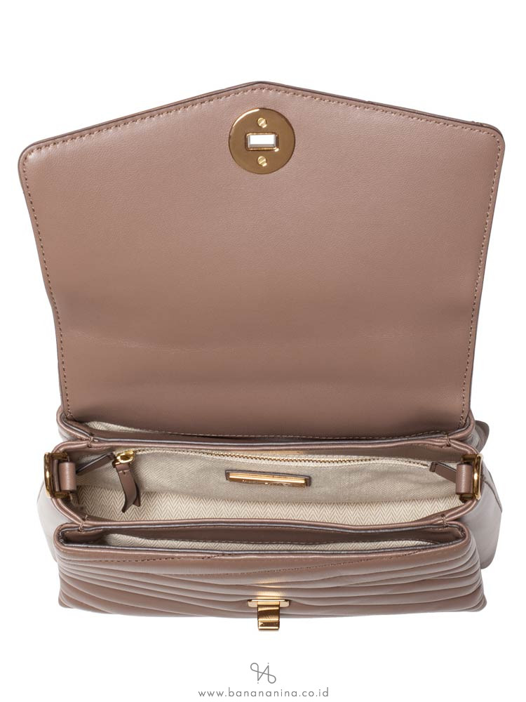 TORY BURCH Kira Chevron Top Handle Satchel Classic Taupe