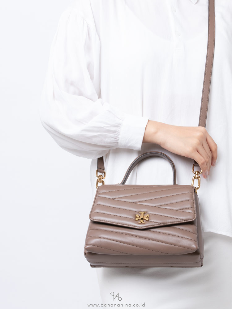 TORY BURCH Kira Chevron Top Handle Satchel Classic Taupe