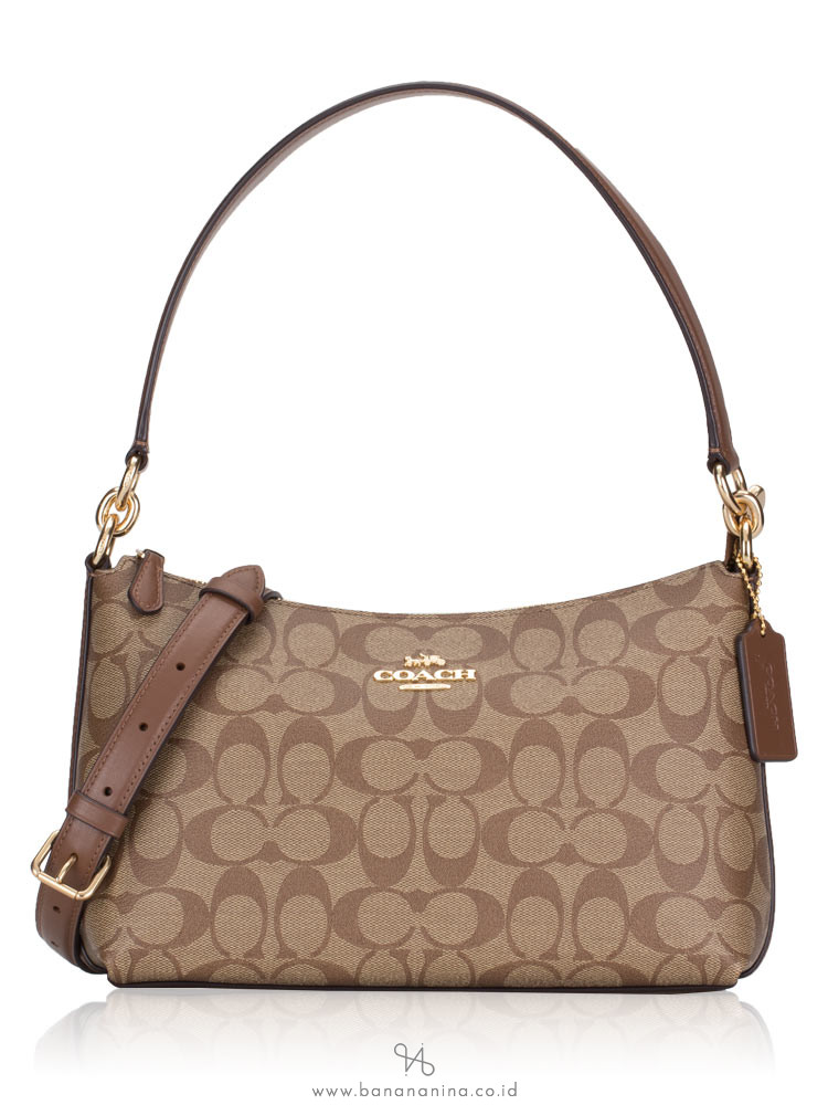 COACH 85696 Signature Lewis Shoulder Khaki Saddle