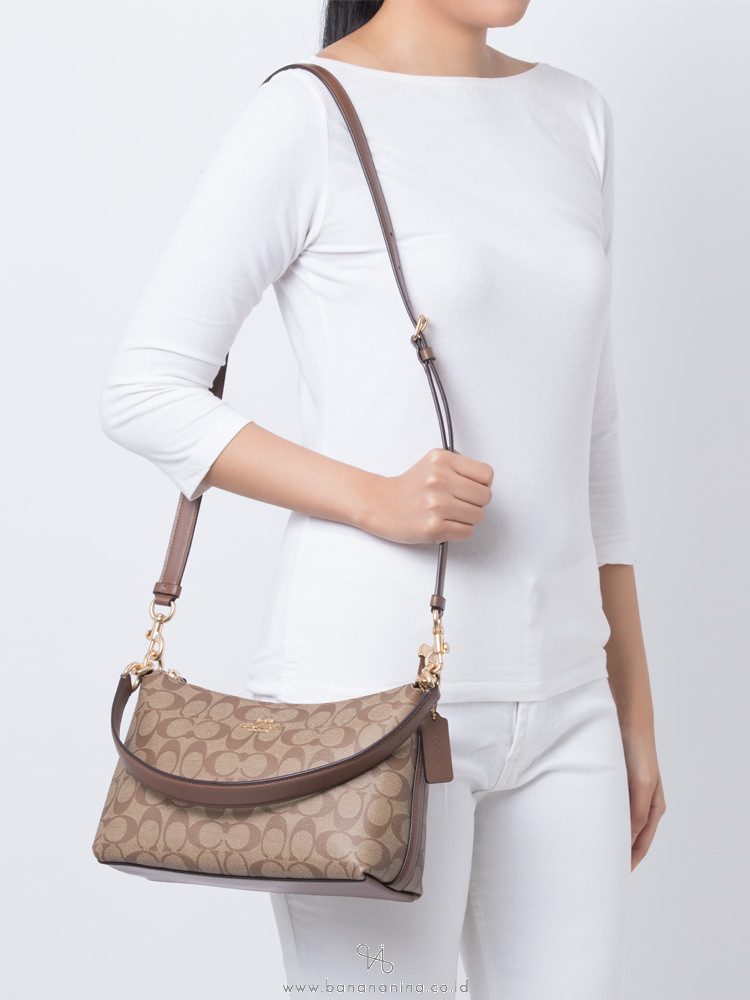 COACH 85696 Signature Lewis Shoulder Khaki Saddle