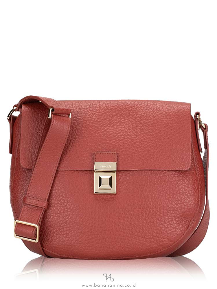 FURLA Glenn Small Leather Crossbody Brick