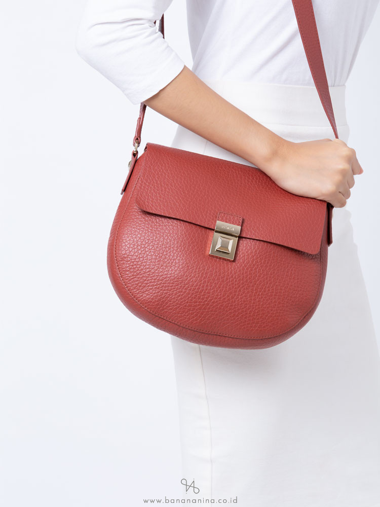FURLA Glenn Small Leather Crossbody Brick