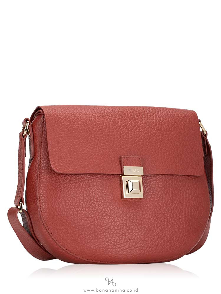 FURLA Glenn Small Leather Crossbody Brick