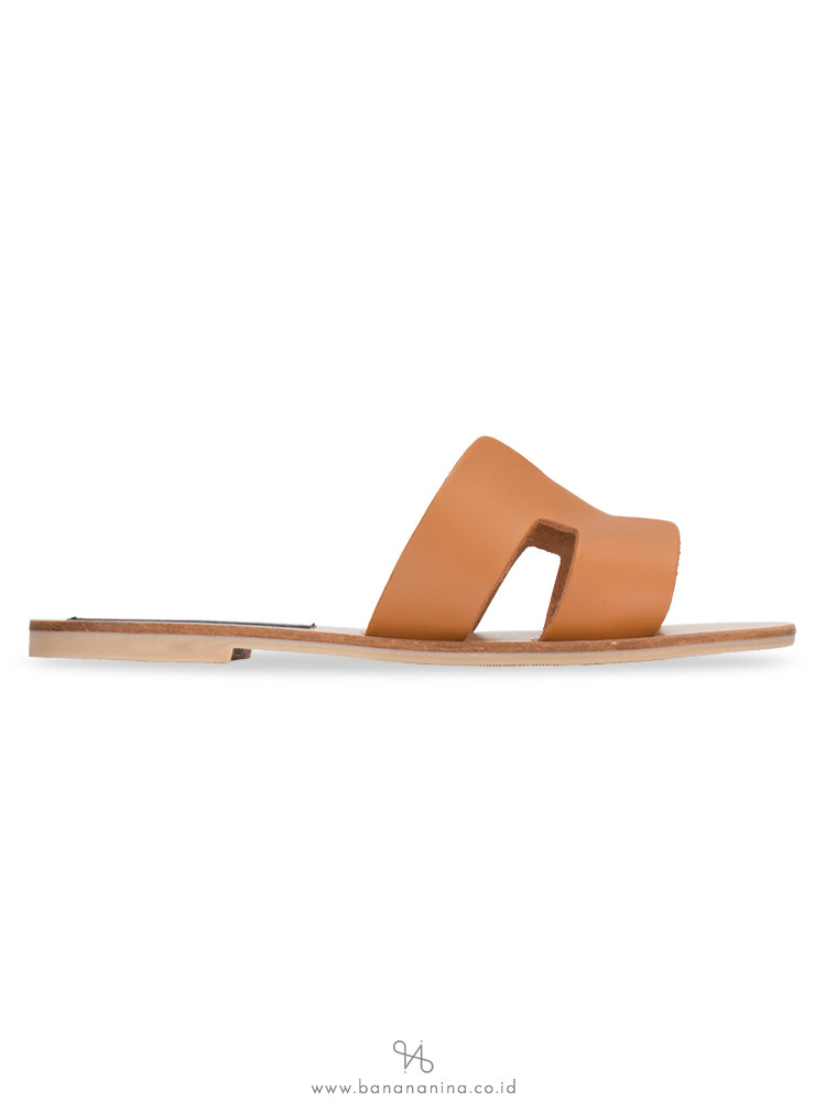 STEVE MADDEN Greece Leather Slide Sandal Cognac Sz 6