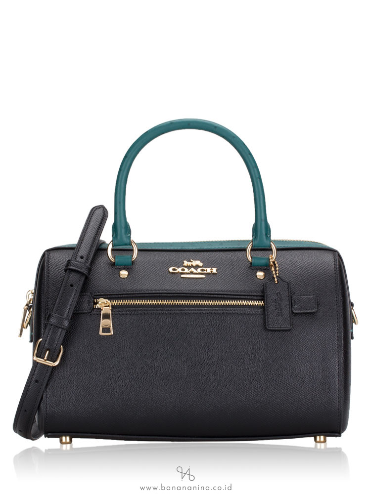 COACH 88033 Crossgrain With Ostrich Trim Rowan Black Viridian