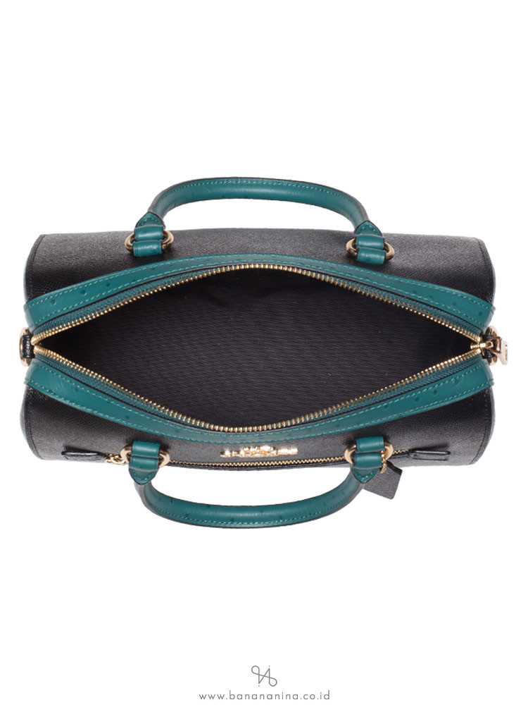 COACH 88033 Crossgrain With Ostrich Trim Rowan Black Viridian