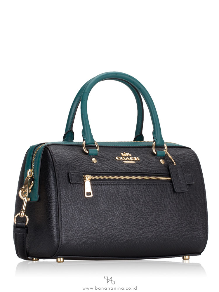 COACH 88033 Crossgrain With Ostrich Trim Rowan Black Viridian