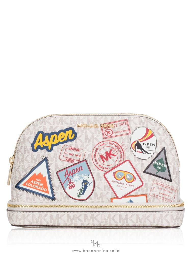 MICHAEL KORS Aspen Large Multifunction Travel Pouch Vanilla Multi