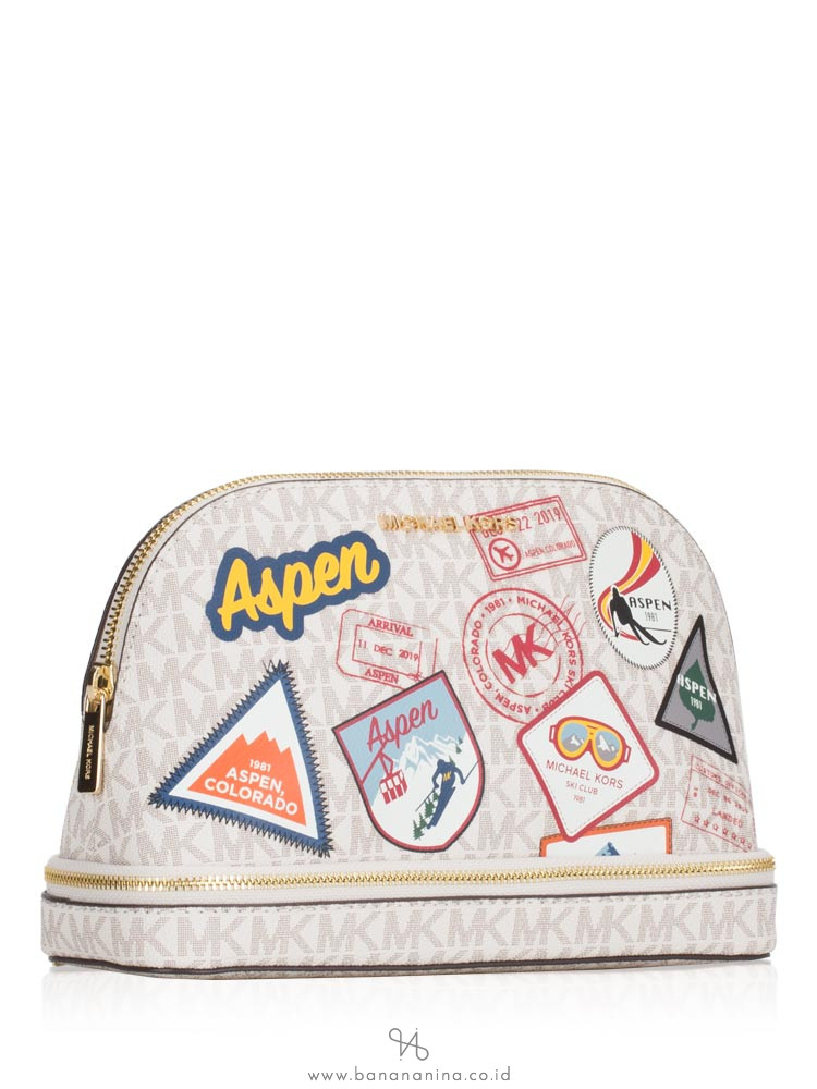 MICHAEL KORS Aspen Large Multifunction Travel Pouch Vanilla Multi