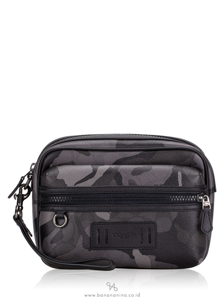COACH Men 79776 Signature Ink Camo Print Terrain Pouch Grey Multi