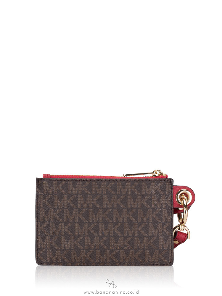 MICHAEL KORS Monogram Aspen Small Duo Card Case Brown Multi