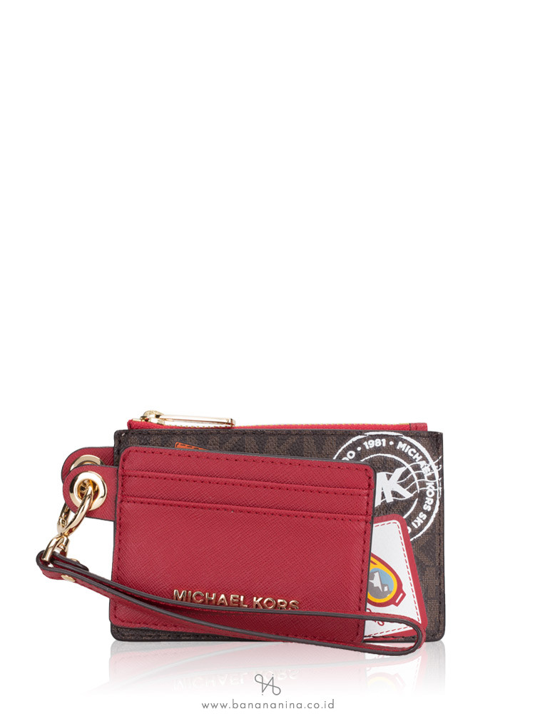 MICHAEL KORS Monogram Aspen Small Duo Card Case Brown Multi
