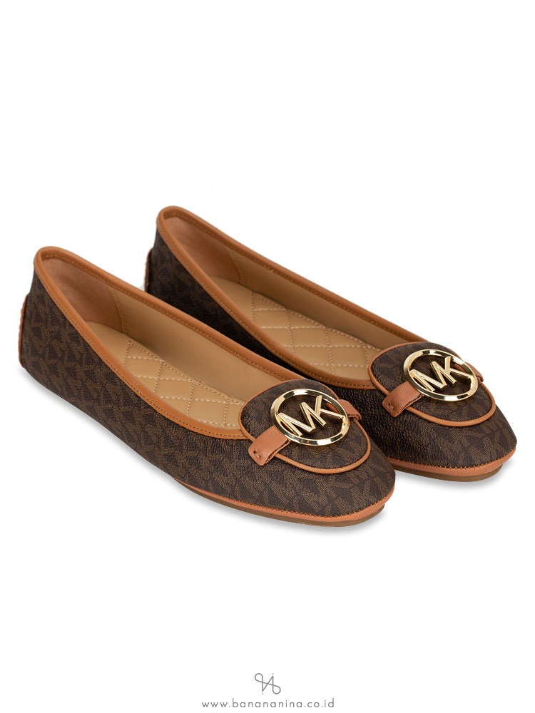 MICHAEL KORS Lillie Signature Flats Brown Acorn Sz 7.5