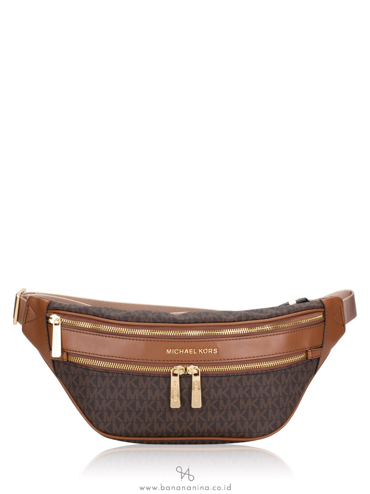 MICHAEL KORS Kenly Monogram Medium Waist Pack Brown Luggage