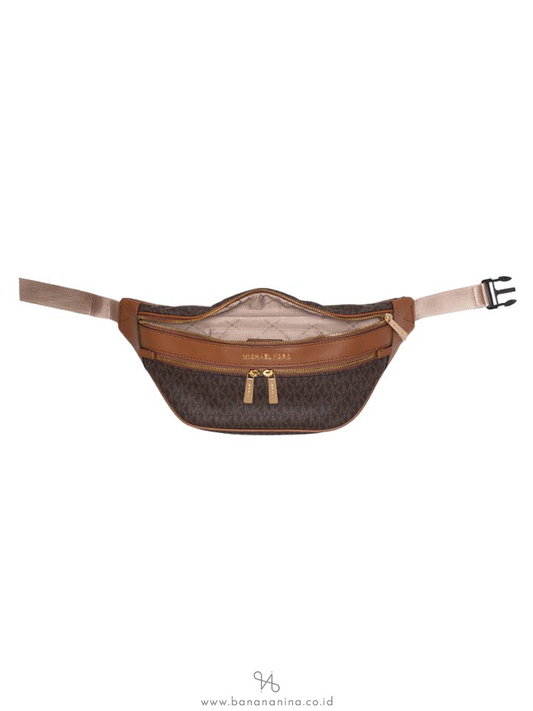 MICHAEL KORS Kenly Monogram Medium Waist Pack Brown Luggage