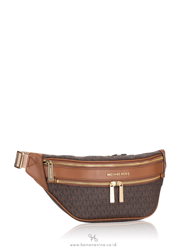 MICHAEL KORS Kenly Monogram Medium Waist Pack Brown Luggage