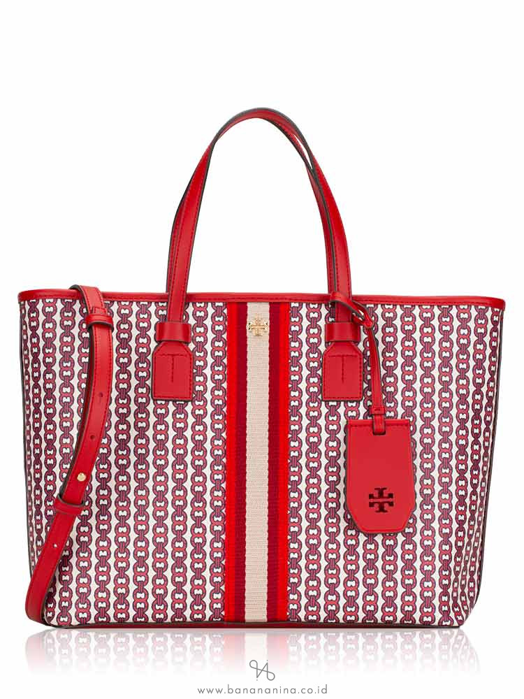 TORY BURCH Gemini Link Canvas Small Tote Liberty Red