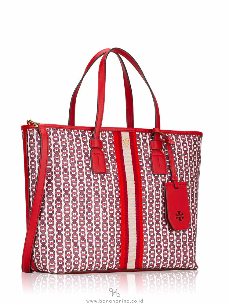 TORY BURCH Gemini Link Canvas Small Tote Liberty Red