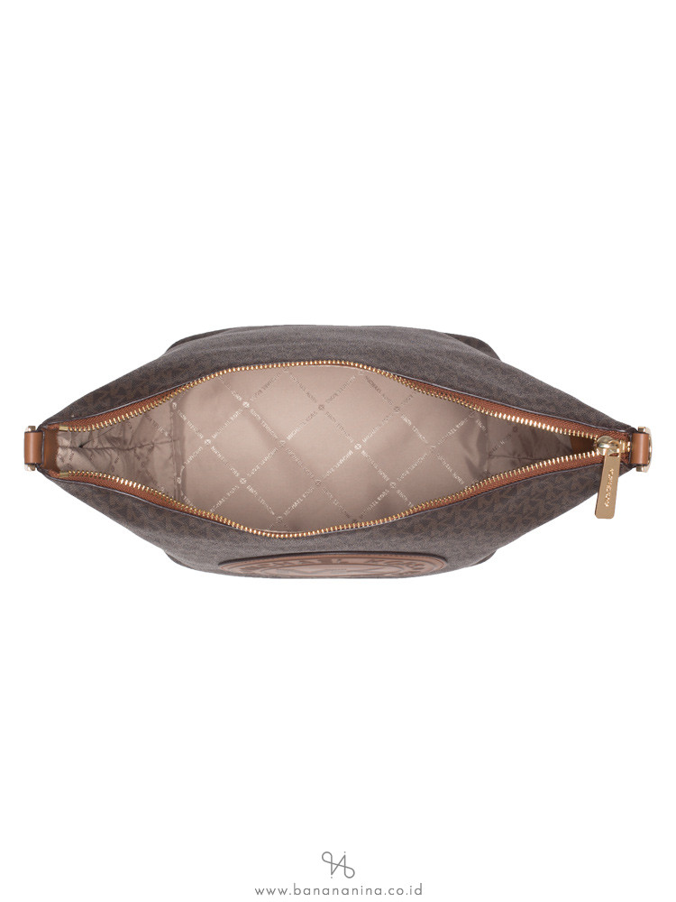 MICHAEL KORS Fulton Sport Signature Large Zip Bucket Messenger Brown