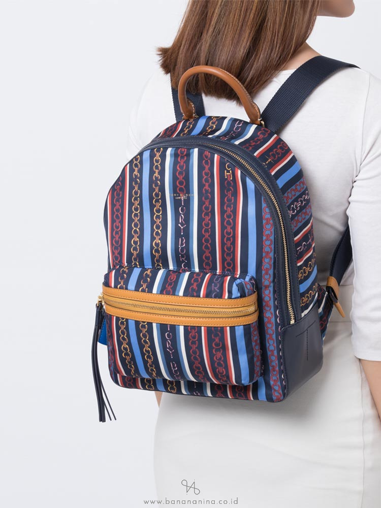 Tory Burch Perry Nylon Printed Zip Backpack Gemini Multi ...