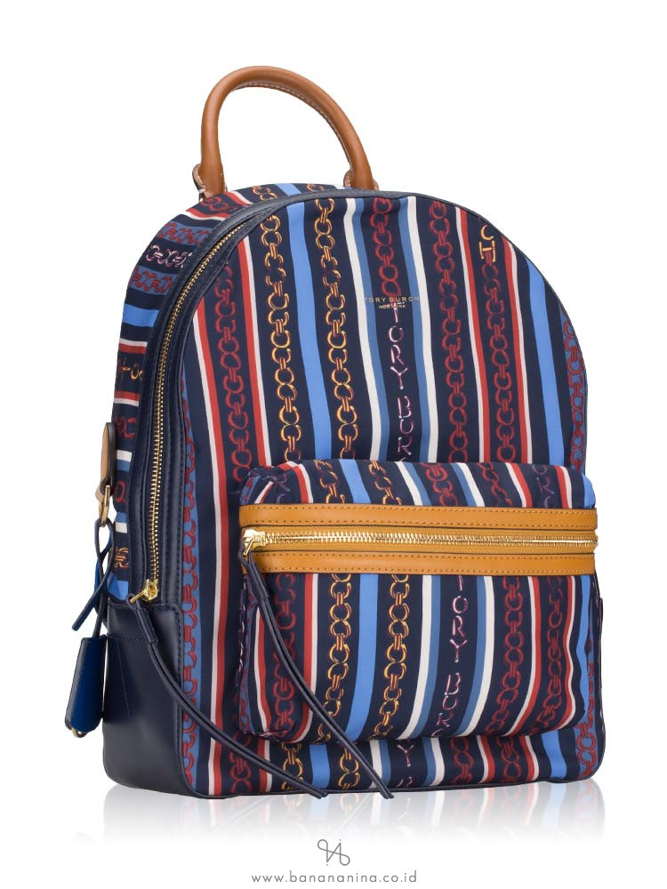 Tory Burch Perry Nylon Printed Zip Backpack Gemini Multi ...