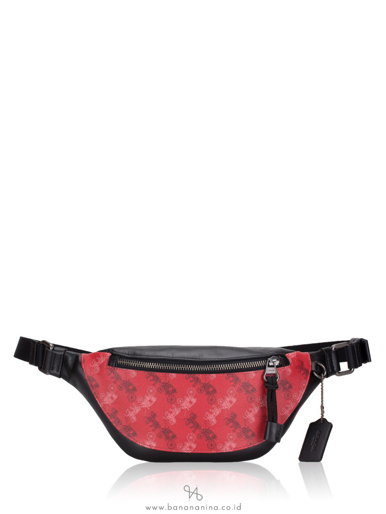 COACH 83411 Horse Carriage Print Warren Mini Belt Bag Bright Red