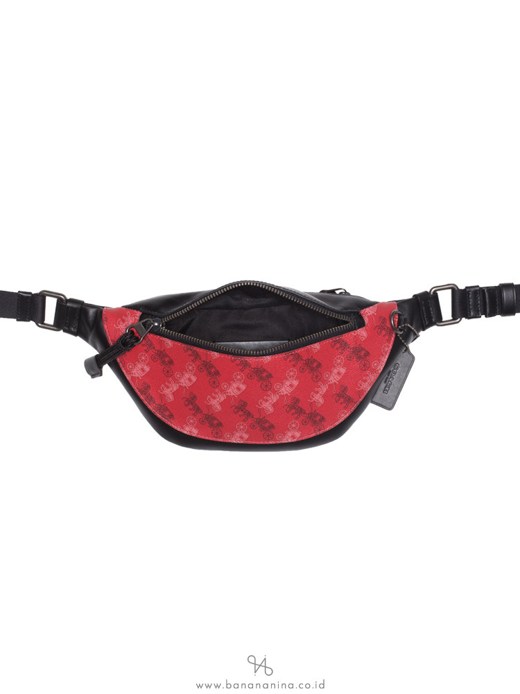 COACH 83411 Horse Carriage Print Warren Mini Belt Bag Bright Red