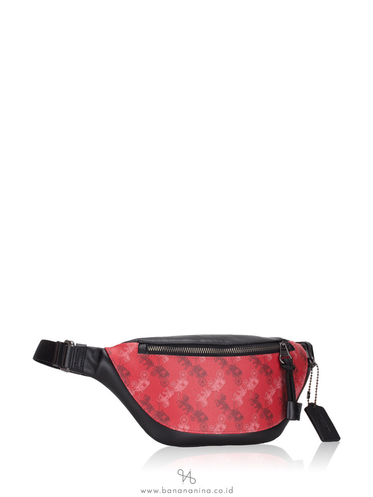 COACH 83411 Horse Carriage Print Warren Mini Belt Bag Bright Red