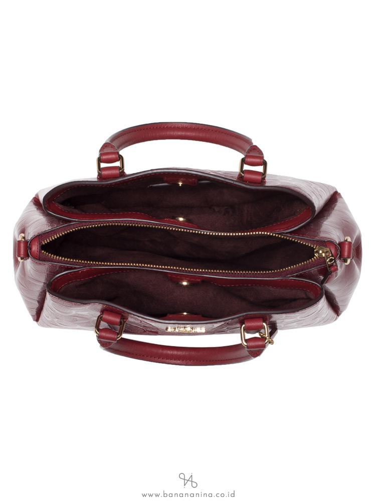 COACH 31485 Signature Patent Leather Mini Sage Cherry