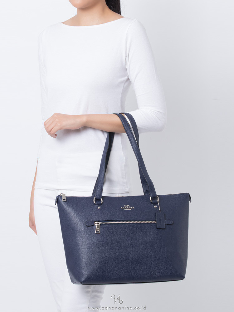 COACH 79608 Crossgrain Leather Gallery Tote Cadet